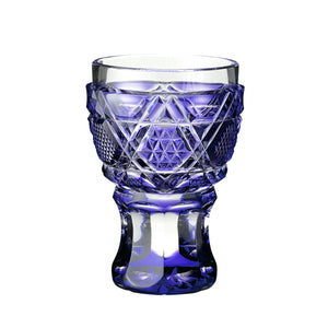 【日本工藝堂】 薩摩切子 日式杯 玻璃杯 洋酒杯 酒杯 威士忌杯 啤酒杯 水杯 「騎馬杯」 紫色 SK-SA-26