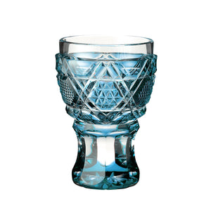 【日本工藝堂】 薩摩切子 日式杯 玻璃杯 洋酒杯 酒杯 威士忌杯 啤酒杯 水杯 「騎馬杯」 深藍色 SK-SA-28