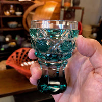 【日本工藝堂】 薩摩切子 日式杯 玻璃杯 洋酒杯 酒杯 威士忌杯 啤酒杯 水杯 「騎馬杯」 綠色 SK-SA-29
