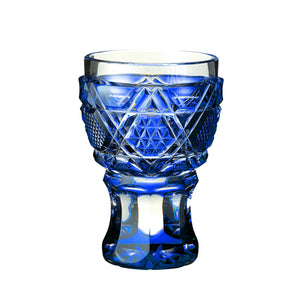 【日本工藝堂】 薩摩切子 日式杯 玻璃杯 洋酒杯 酒杯 威士忌杯 啤酒杯 水杯 「騎馬杯」 藍色 SK-SA-30