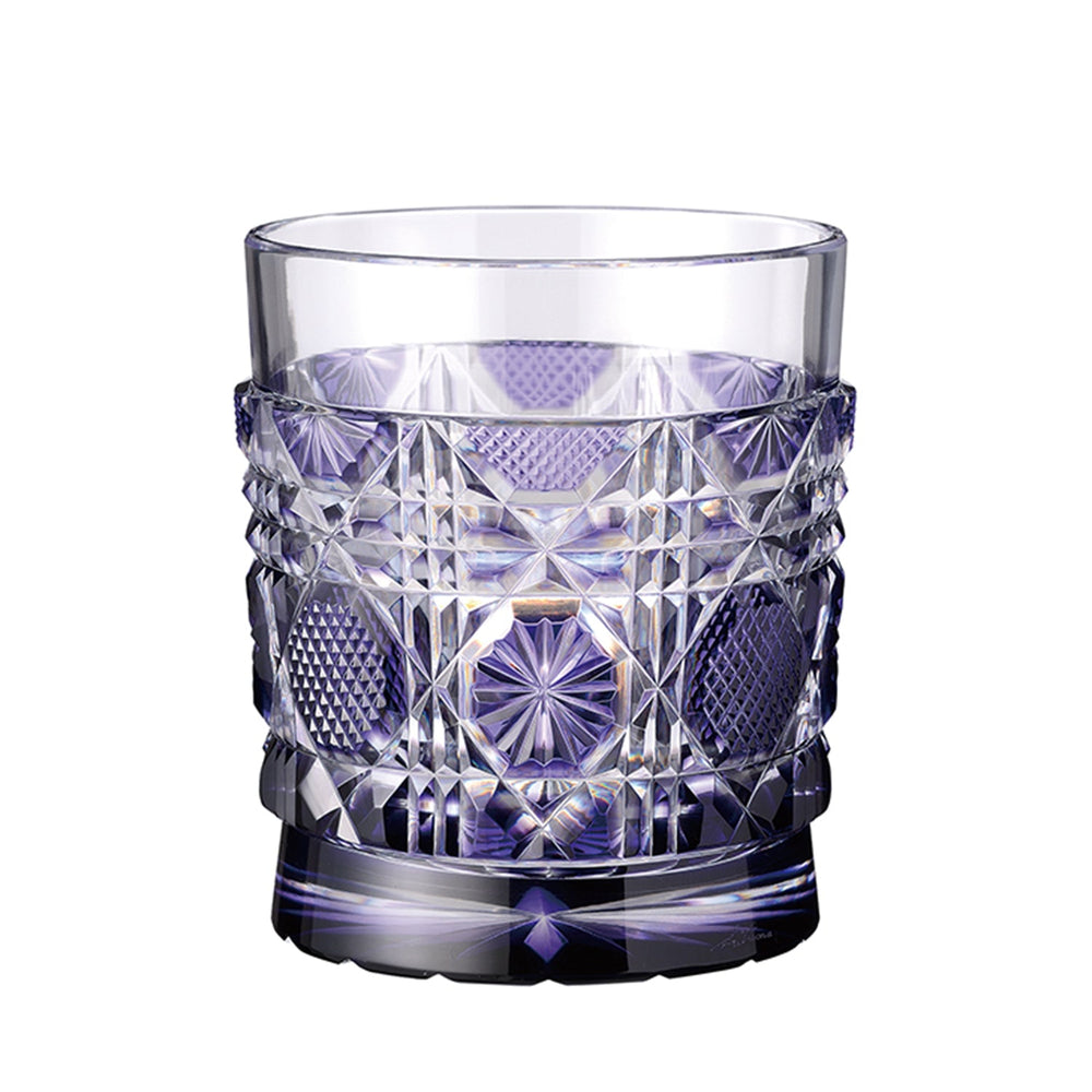 【日本工藝堂】 薩摩切子 日式杯 玻璃杯 洋酒杯 酒杯 威士忌杯 啤酒杯 啤酒杯 紫色 SK-SA-38