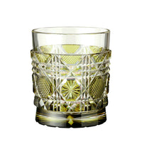 【日本工藝堂】 薩摩切子 日式杯 玻璃杯 洋酒杯 酒杯 威士忌杯 啤酒杯 啤酒杯 黄色 SK-SA-39