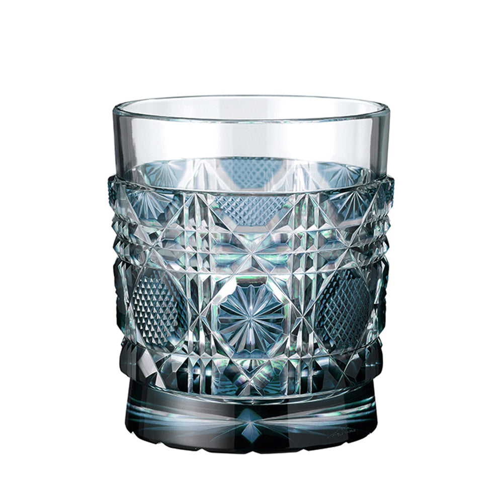 【日本工藝堂】 薩摩切子 日式杯 玻璃杯 洋酒杯 酒杯 威士忌杯 啤酒杯 啤酒杯 深藍色 SK-SA-40