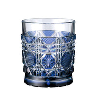 【日本工藝堂】 薩摩切子 日式杯 玻璃杯 洋酒杯 酒杯 威士忌杯 啤酒杯 啤酒杯 藍色 SK-SA-42