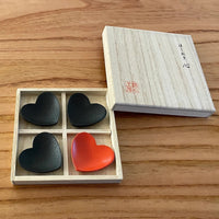 【日本工藝堂】 山形鑄造 筷子架 心形 4件套
