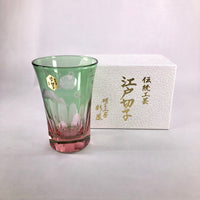 【日本工藝堂】 江戶切子 日式杯 玻璃杯 洋酒杯 酒杯 威士忌杯 啤酒杯 綠色+粉紅色 Mitsuwa Glass TT-MT-7
