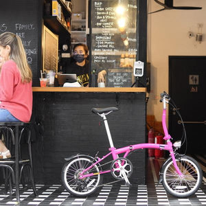 【LondonTaxi】 日本單車品牌 16寸高碳鋼折叠單車 車架與英國小布車同款 粉色