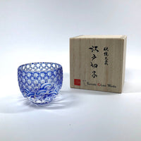 【日本工藝堂】 江戶切子 日式杯 玻璃杯 清酒杯   「Sazanami」 迷你 藍色 山田硝子 EK-YD-5
