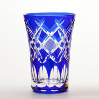【日本工藝堂】 江戶切子 日式杯 玻璃杯 洋酒杯 酒杯 威士忌杯 啤酒杯 藍色 Mitsuwa Glass TT-MT-12
