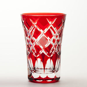 【日本工藝堂】 江戶切子 日式杯 玻璃杯 洋酒杯 酒杯 威士忌杯 啤酒杯 紅色 Mitsuwa Glass TT-MT-13
