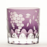【日本工藝堂】 江戶切子 日式杯 玻璃杯 洋酒杯 酒杯 威士忌杯 啤酒杯 葡萄紋 迷你 紫色  Mitsuwa Glass TT-MT-8
